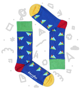 Dark Blue Bamboo Socks with Colourful Paper Planes